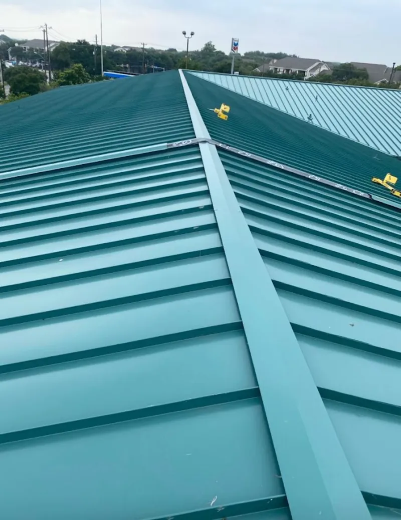 Green commercial metal roof ridge and valley for Metal Roof Repair in Hickory